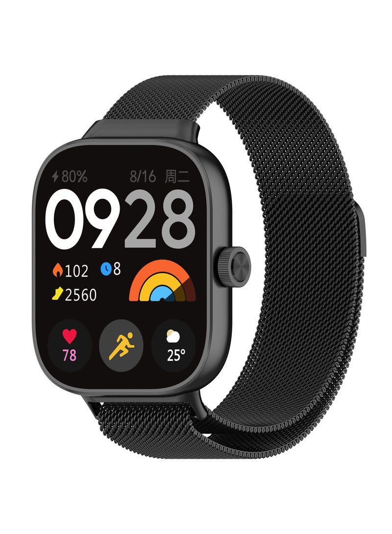 تنطبق على ال سوار الذكية 9 برو / ال سوار الذكية 8 برو / الأرز الأحمر ووتش 4 استبدال المعادن سوار الفولاذ المقاوم للصدأ استبدال شبكة معدنية سوار سوار قابل للتعديل - أسود - Image 1